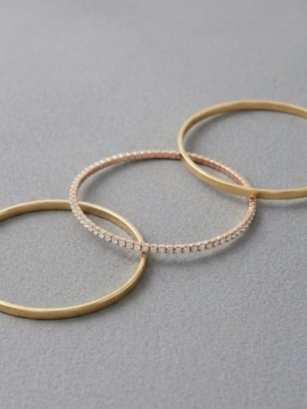 💖 Delicate Gold Plated Rhinestone Trio Interlocking Bangle Set #131